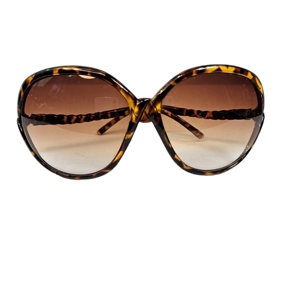 Oversized Round Tortoise Shell Sunglasses Twisted Curved Arms Women's - Picture 11 of 11